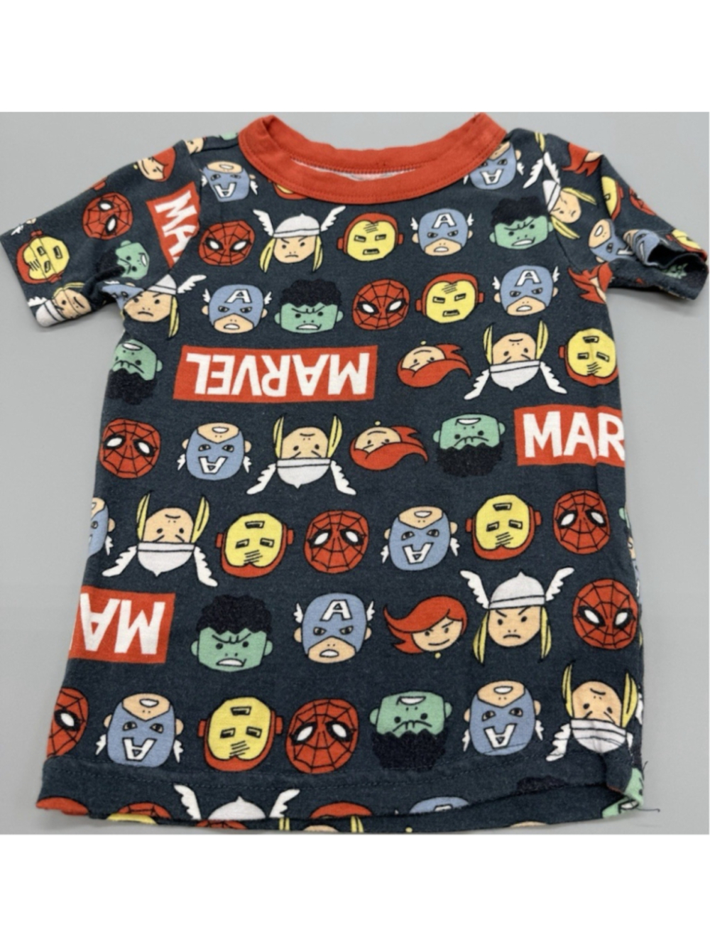 Marvel 18M Pajama Top Multicolor Graphic Print Short Sleeve Superhero Characters